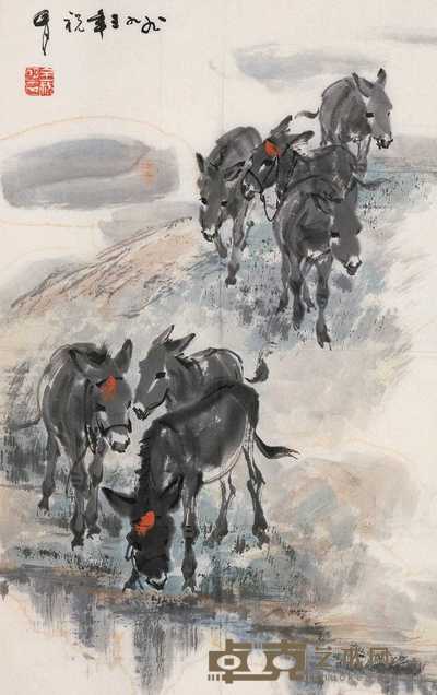 全祝明 群驴 镜心 71.5×45cm